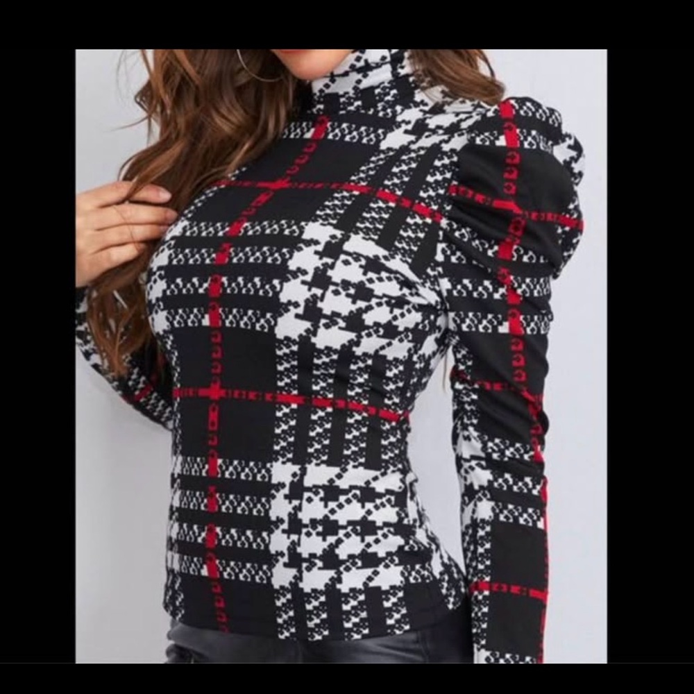 Plaid Black and White Sweater